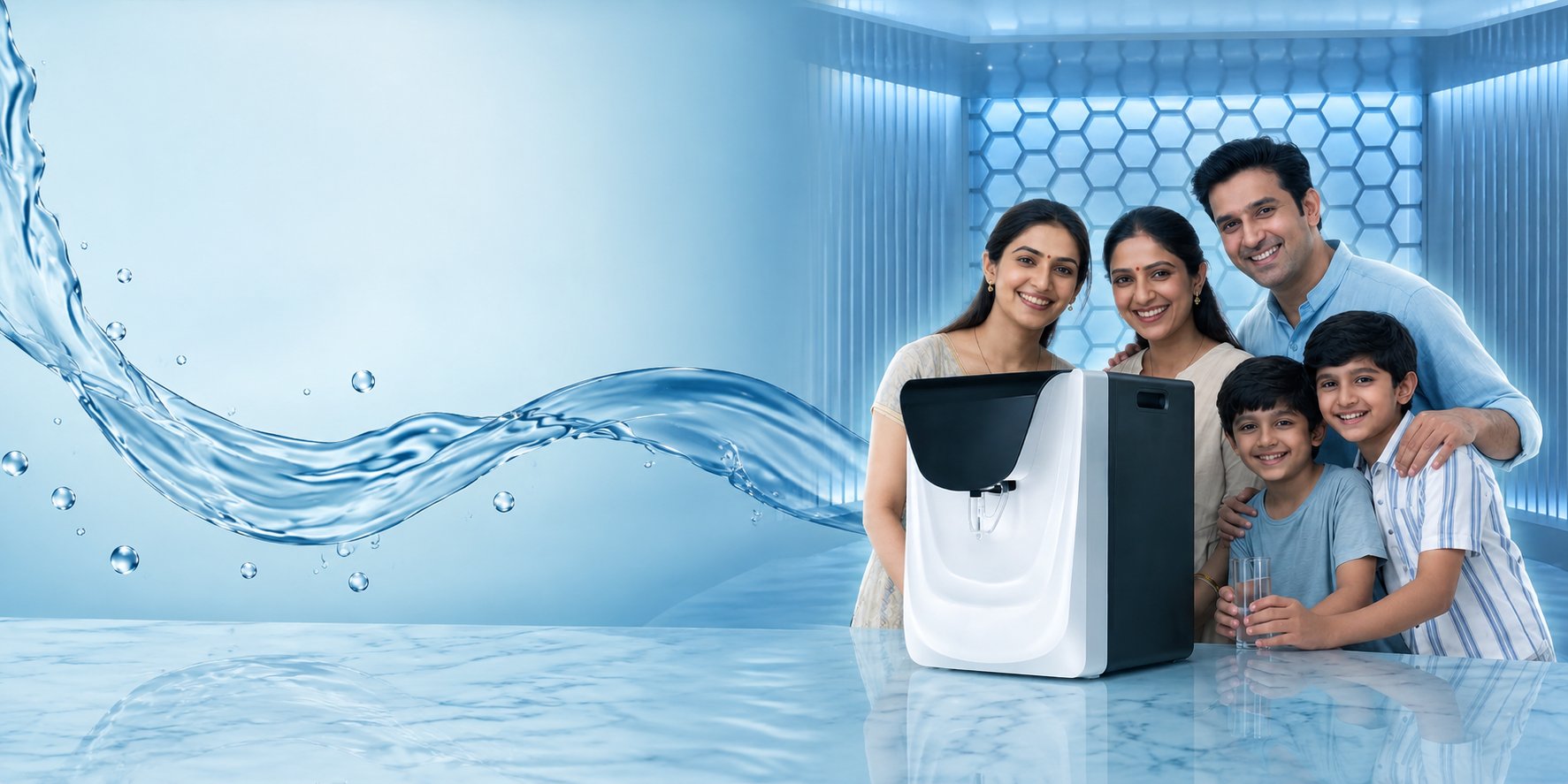 Happy family with clean RO water purifier in Patna